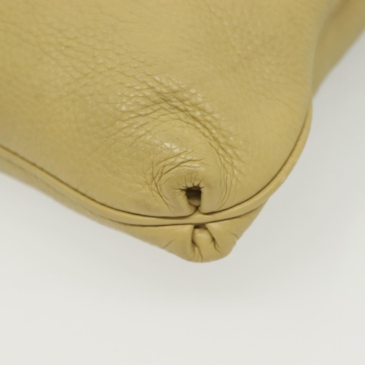 Salvatore Ferragamo Gancini Shoulder Bag Leather Yellow Silver Auth 142164