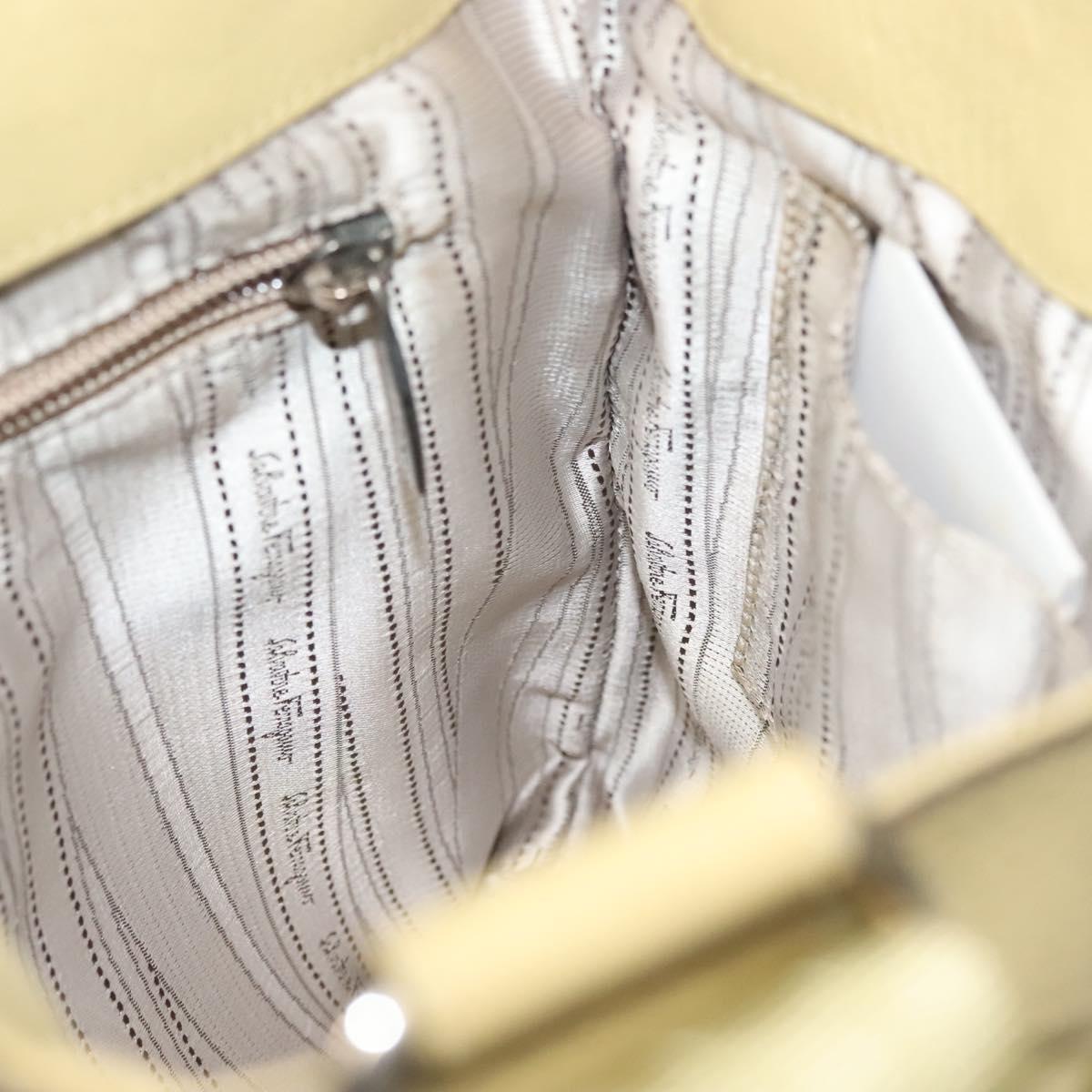 Salvatore Ferragamo Gancini Shoulder Bag Leather Yellow Silver Auth 142164