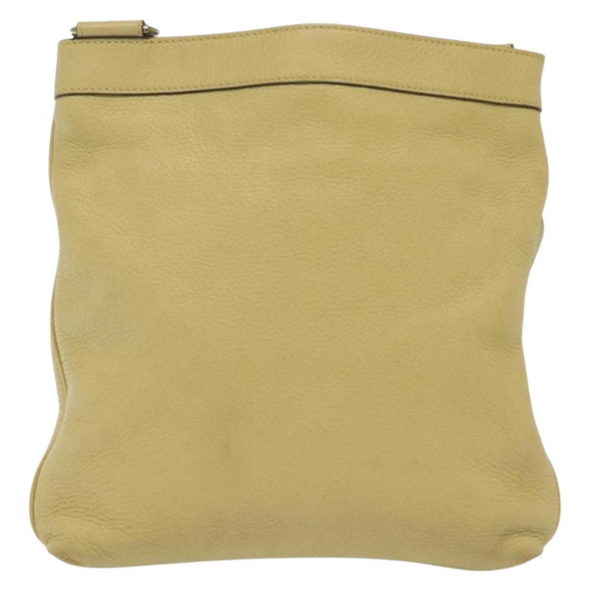 Salvatore Ferragamo Gancini Shoulder Bag Leather Yellow Silver Auth 142164