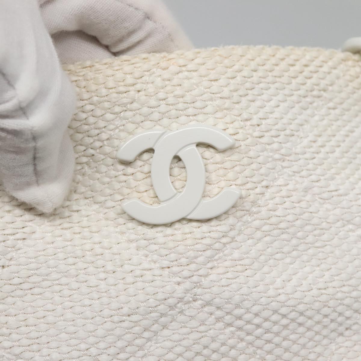CHANEL Matelasse Chain Shoulder Bag Straw Ivory Gold CC Auth 142167