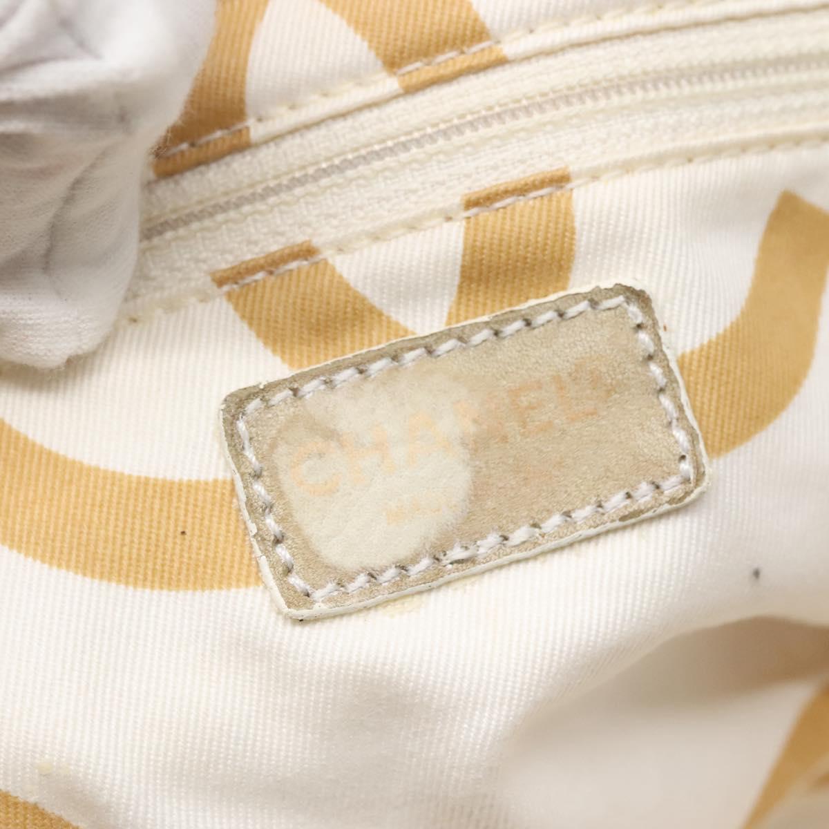 CHANEL Matelasse Chain Shoulder Bag Straw Ivory Gold CC Auth 142167
