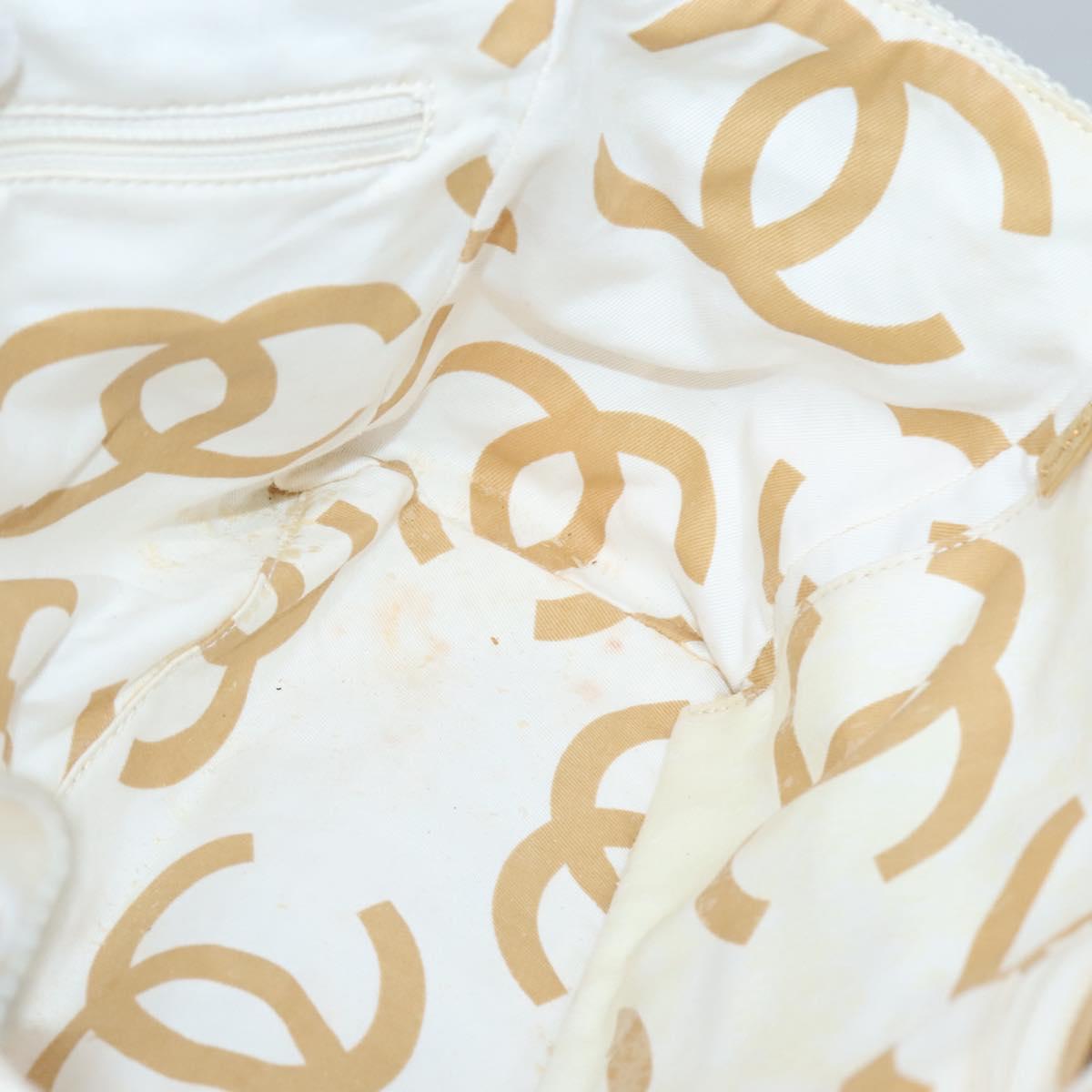 CHANEL Matelasse Chain Shoulder Bag Straw Ivory Gold CC Auth 142167