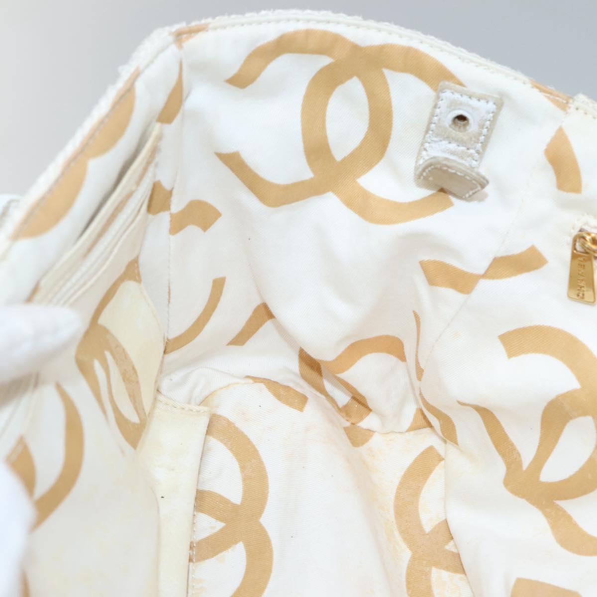 CHANEL Matelasse Chain Shoulder Bag Straw Ivory Gold CC Auth 142167