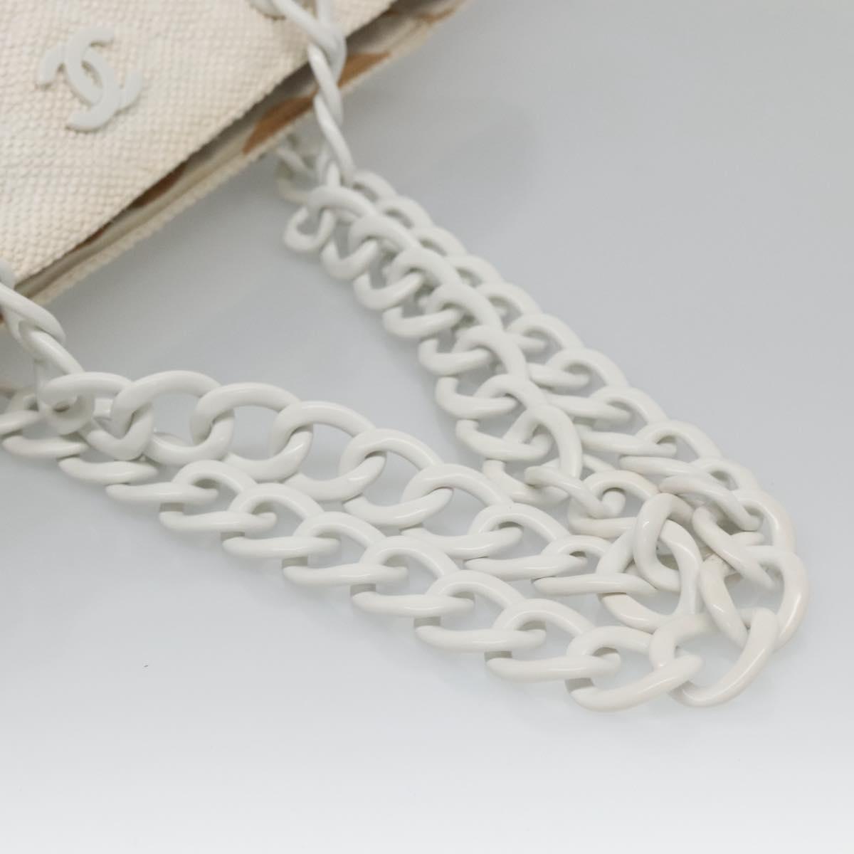 CHANEL Matelasse Chain Shoulder Bag Straw Ivory Gold CC Auth 142167