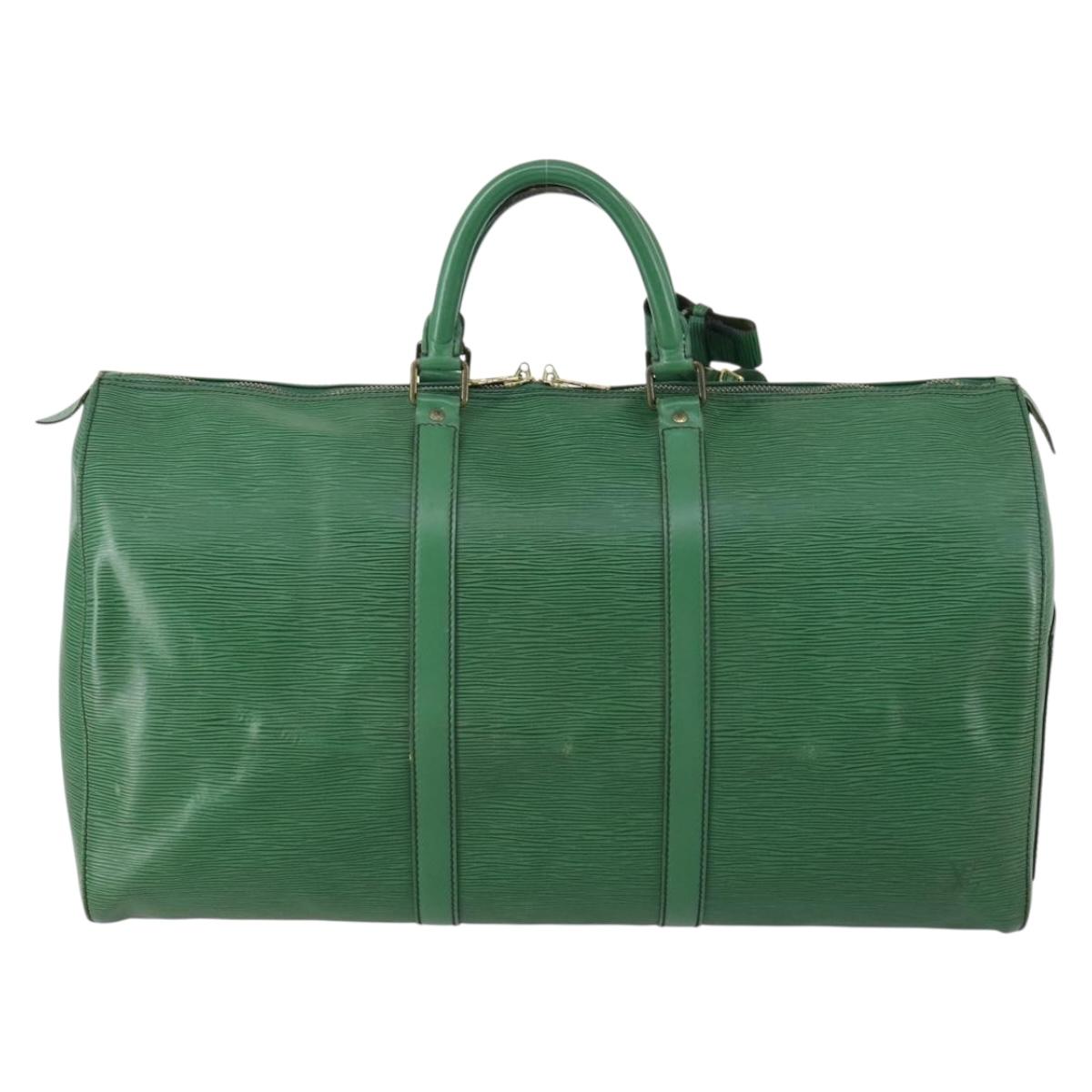 LOUIS VUITTON Epi Keepall 55 Boston Bag Green M42954 LV Auth 142175