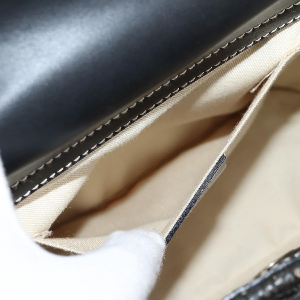 Salvatore Ferragamo Gancini Hand Bag Rattan Black Gold Auth 142185V