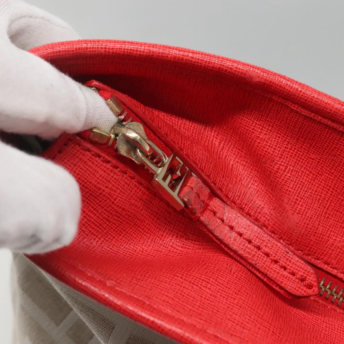 FENDI Zucca Canvas Tote Bag PVC White Gold Auth 142189