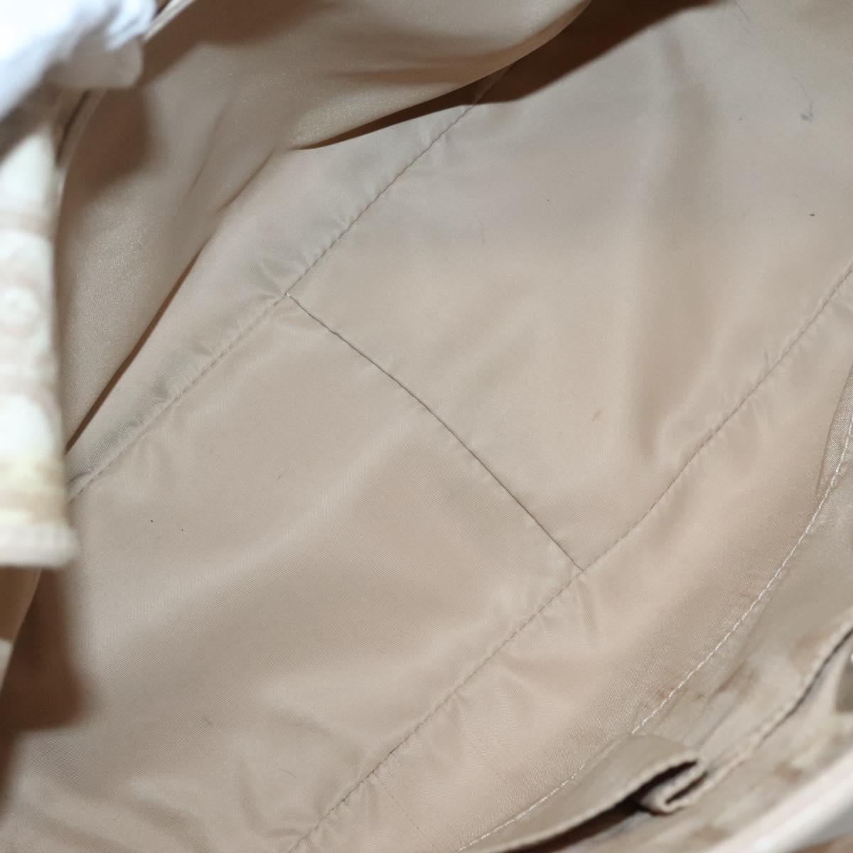 Christian Dior Trotter Canvas Romantic Tote Bag PVC Beige Silver Auth 142190