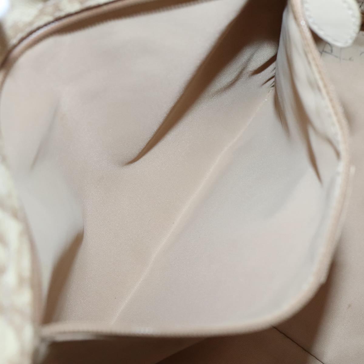 Christian Dior Trotter Canvas Romantic Tote Bag PVC Beige Silver Auth 142190