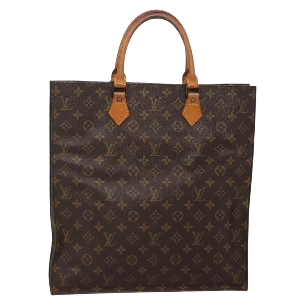 LOUIS VUITTON Monogram Sac Plat Hand Bag M51140 LV Auth 142198