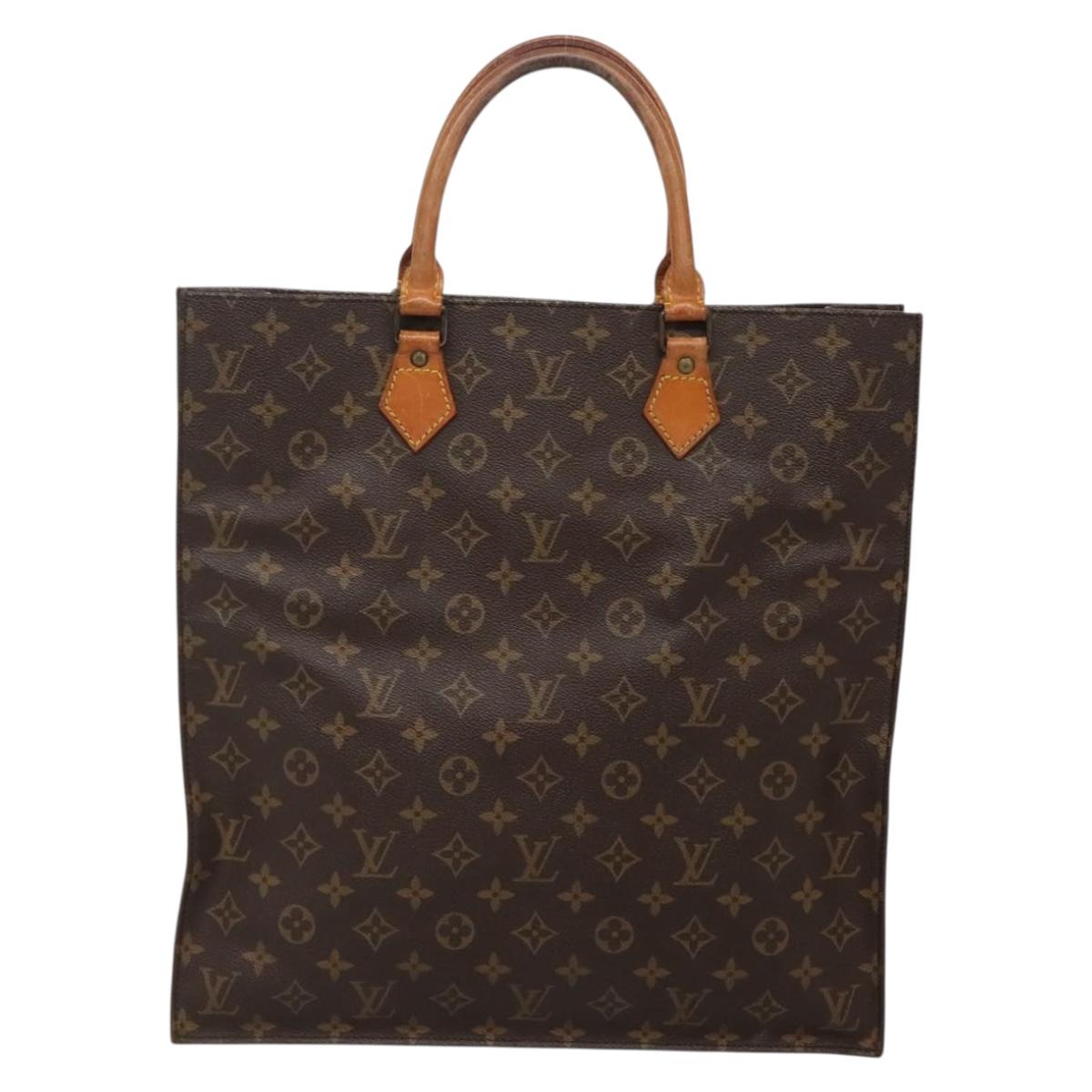 LOUIS VUITTON Monogram Sac Plat Hand Bag M51140 LV Auth 142198