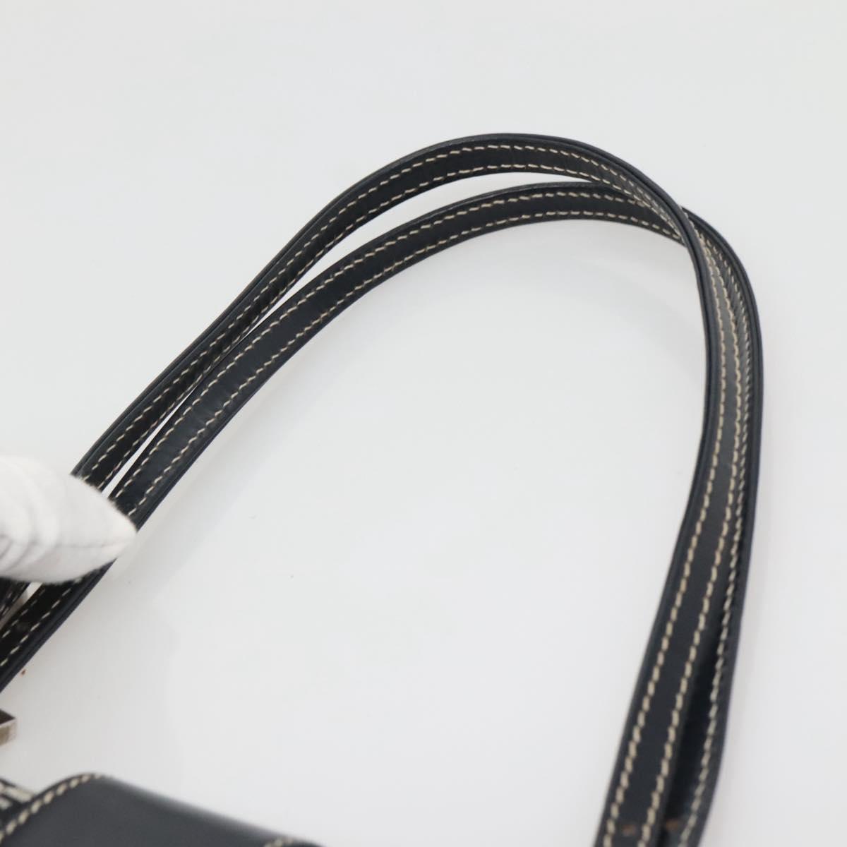 FENDI Zucchino Canvas Tote Bag Navy Silver Auth 142208