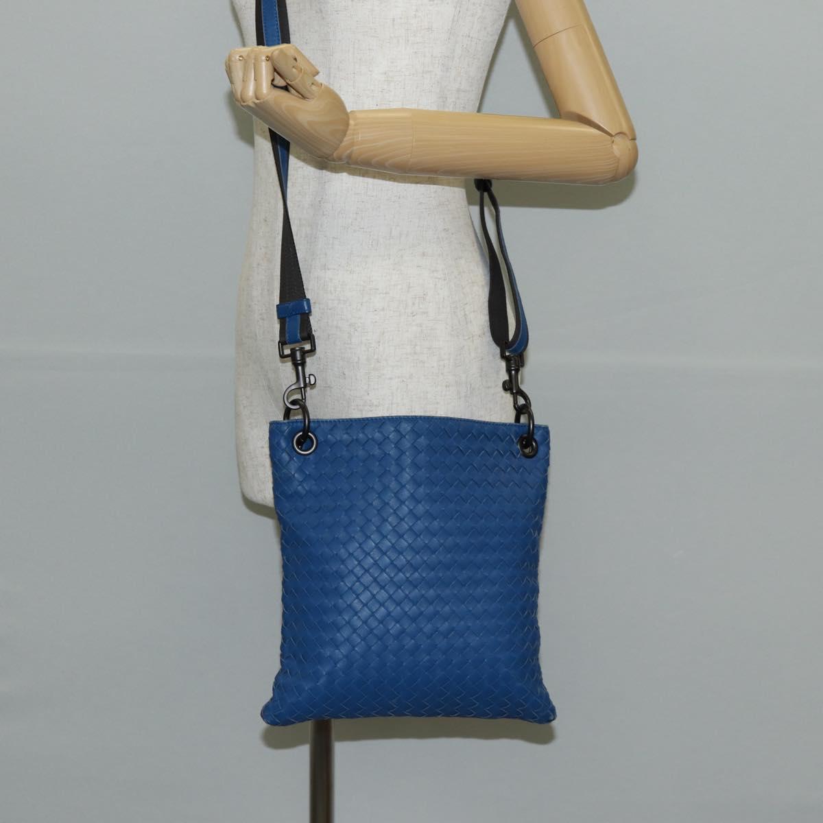 BOTTEGA VENETA INTRECCIATO Shoulder Bag Leather Blue Auth 142212V