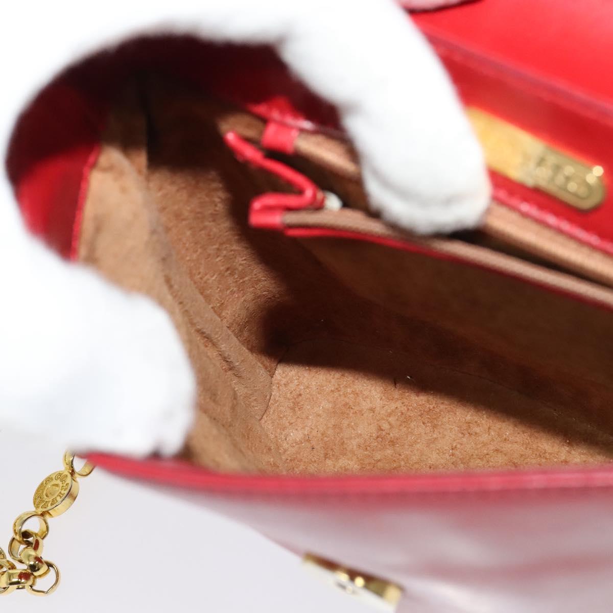 TIFFANY&Co. Chain Shoulder Bag Leather Red Gold Auth 142218