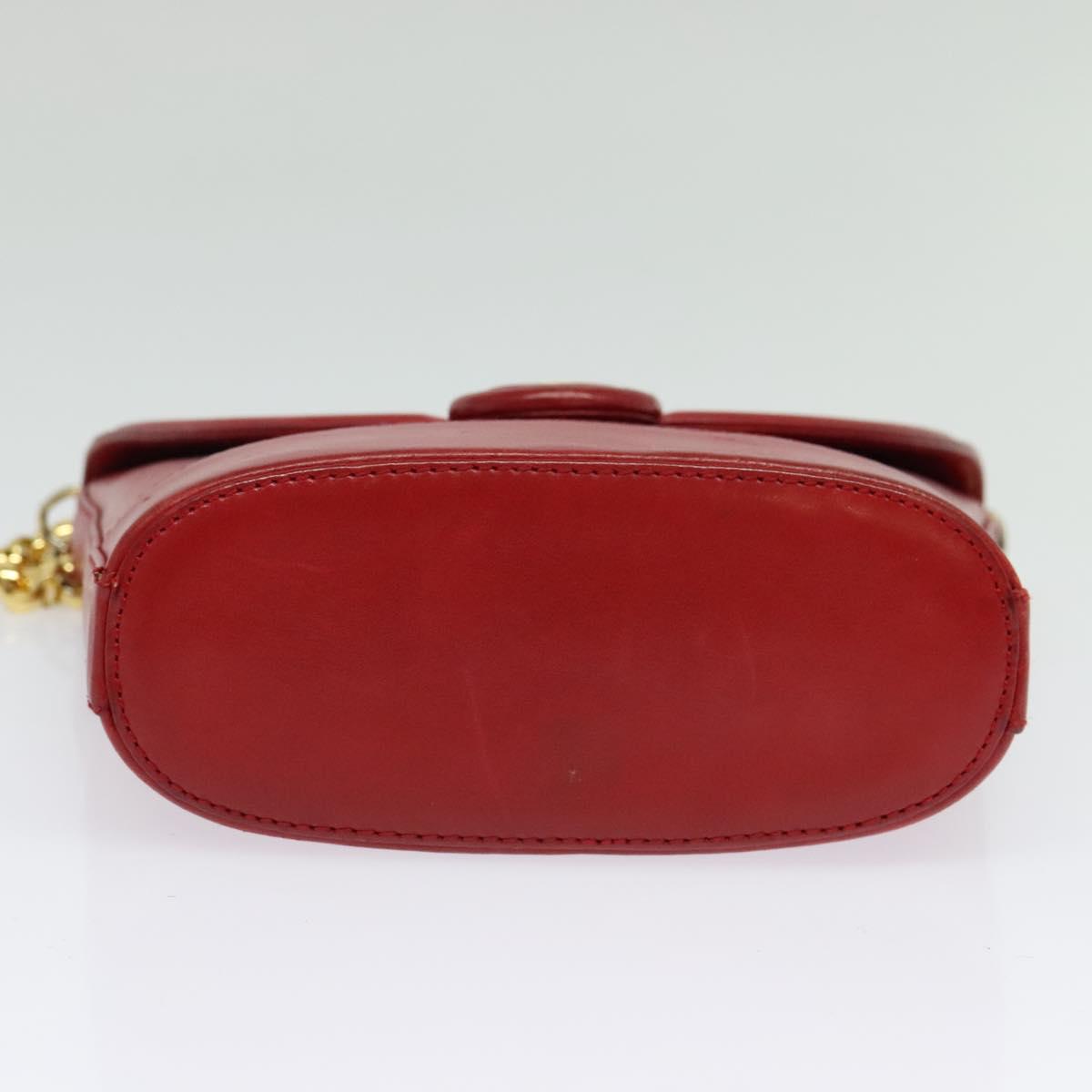 TIFFANY&Co. Chain Shoulder Bag Leather Red Gold Auth 142218