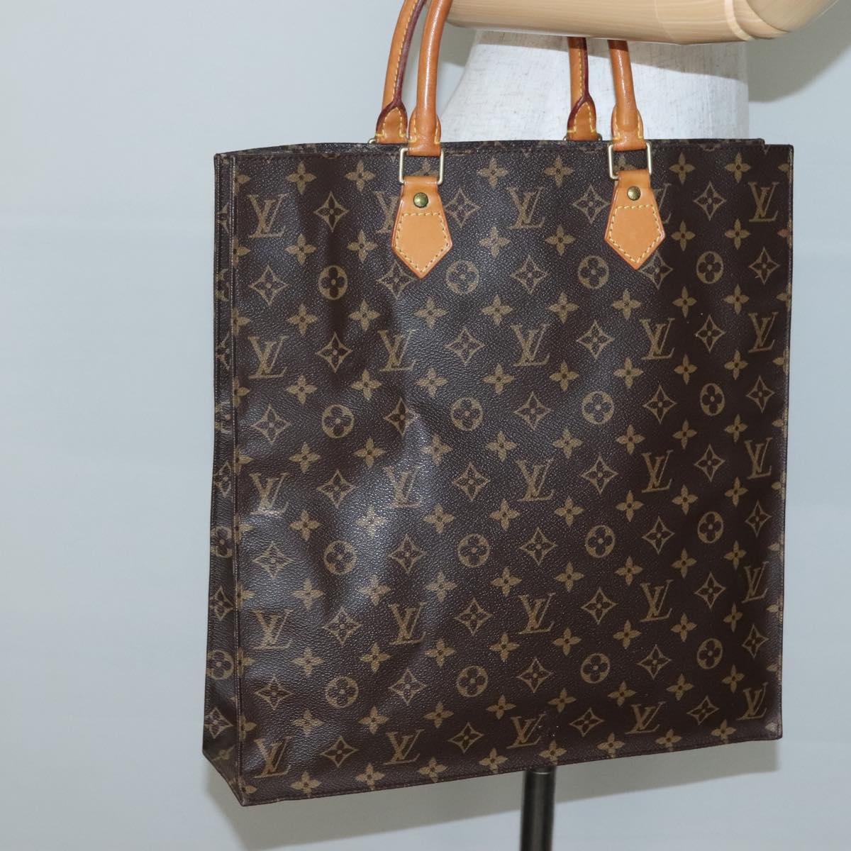 LOUIS VUITTON Monogram Sac Plat Hand Bag M51140 LV Auth 142232