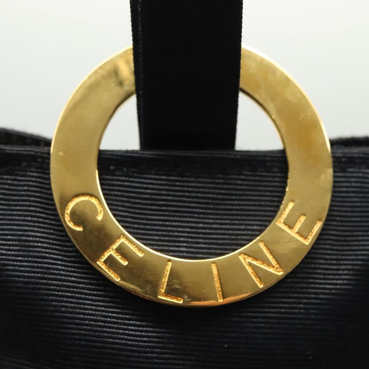 CELINE Pouch Canvas Black Gold Auth 142239