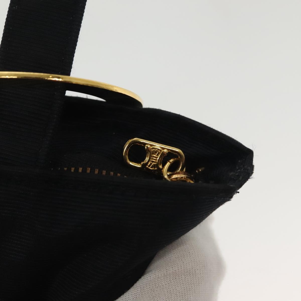 CELINE Pouch Canvas Black Gold Auth 142239