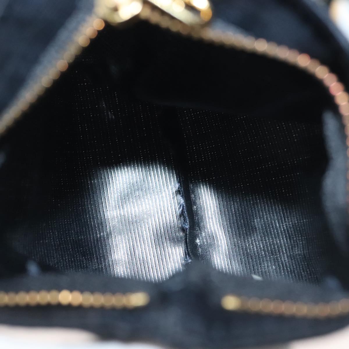 CELINE Pouch Canvas Black Gold Auth 142239