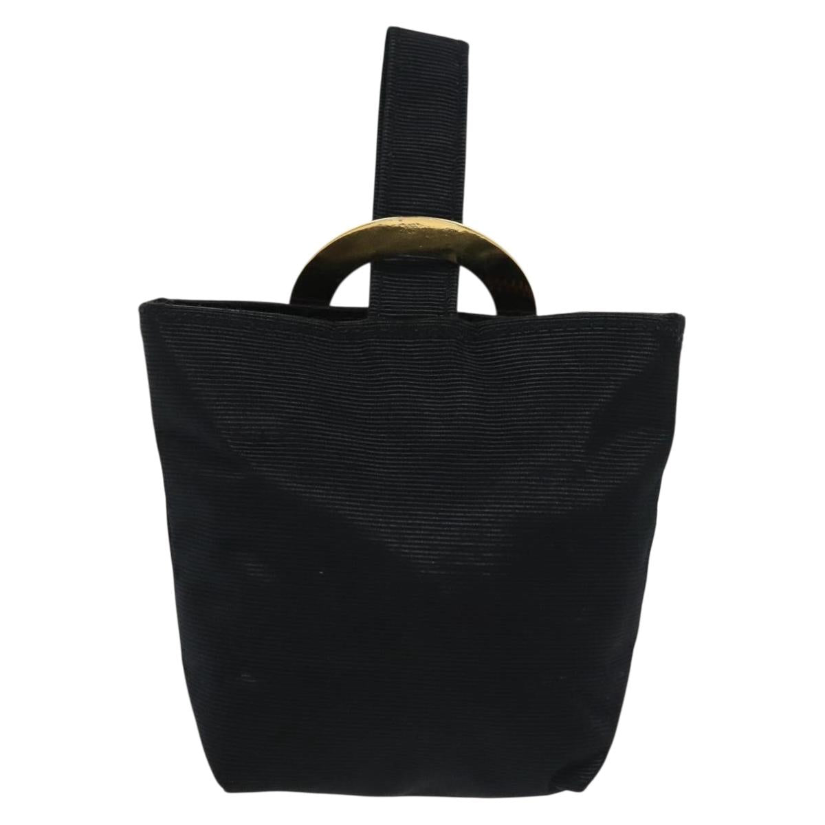 CELINE Pouch Canvas Black Gold Auth 142239
