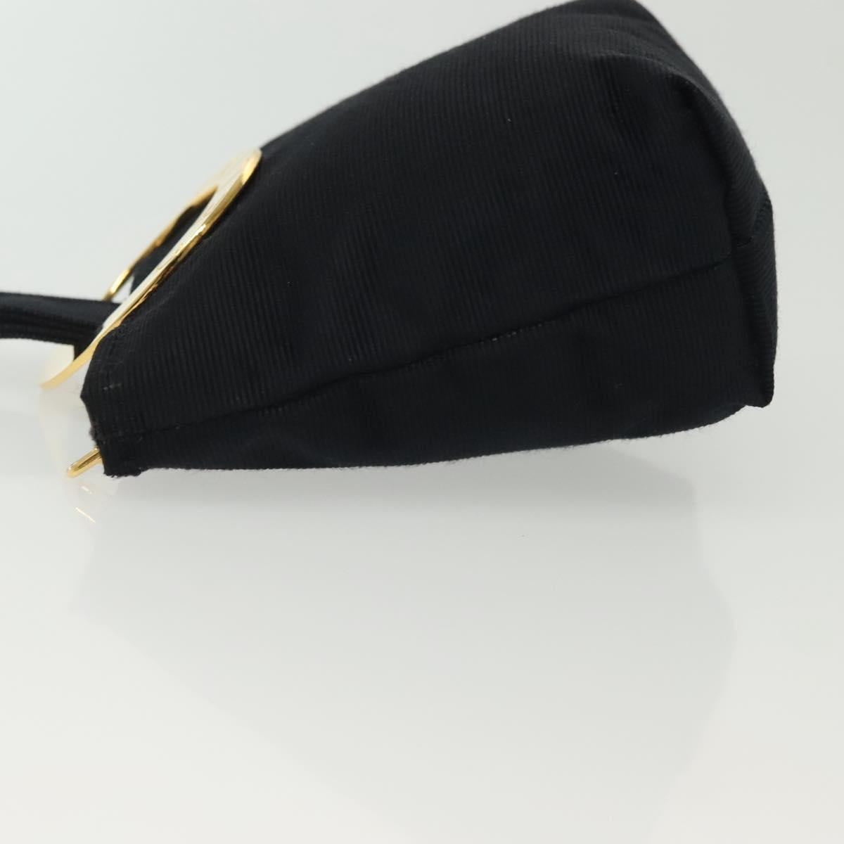 CELINE Pouch Canvas Black Gold Auth 142239