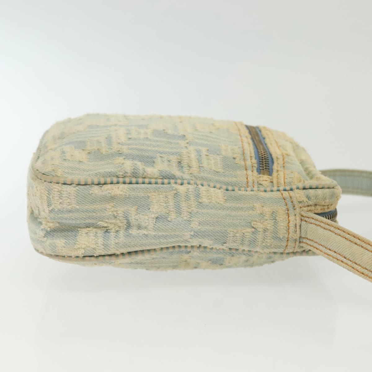 FENDI Shoulder Bag Denim Light Blue Gold Auth 142242