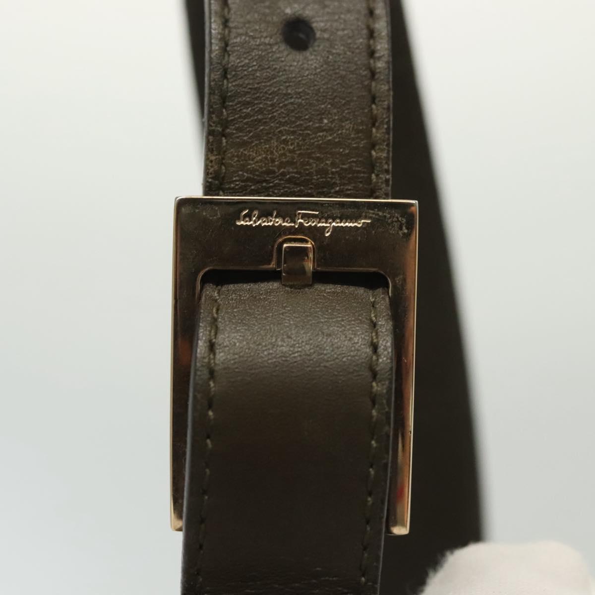 Salvatore Ferragamo Gancini Shoulder Bag Leather Brown Gold Auth 142243