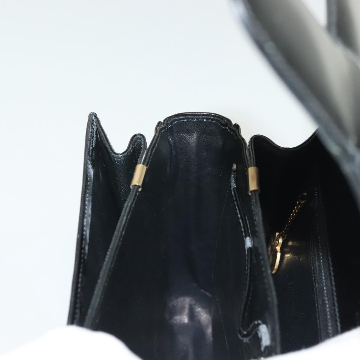 CELINE Horse Carriage Shoulder Bag Patent leather Black Gold Auth 142247