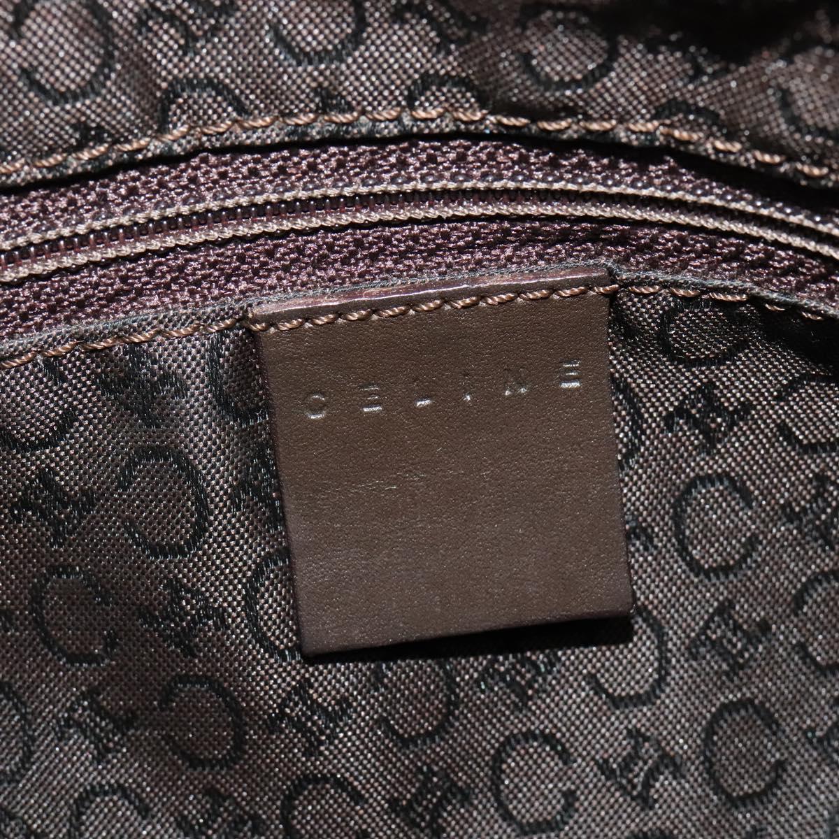 CELINE C Macadam Canvas Shoulder Bag Beige Gold Auth 142248