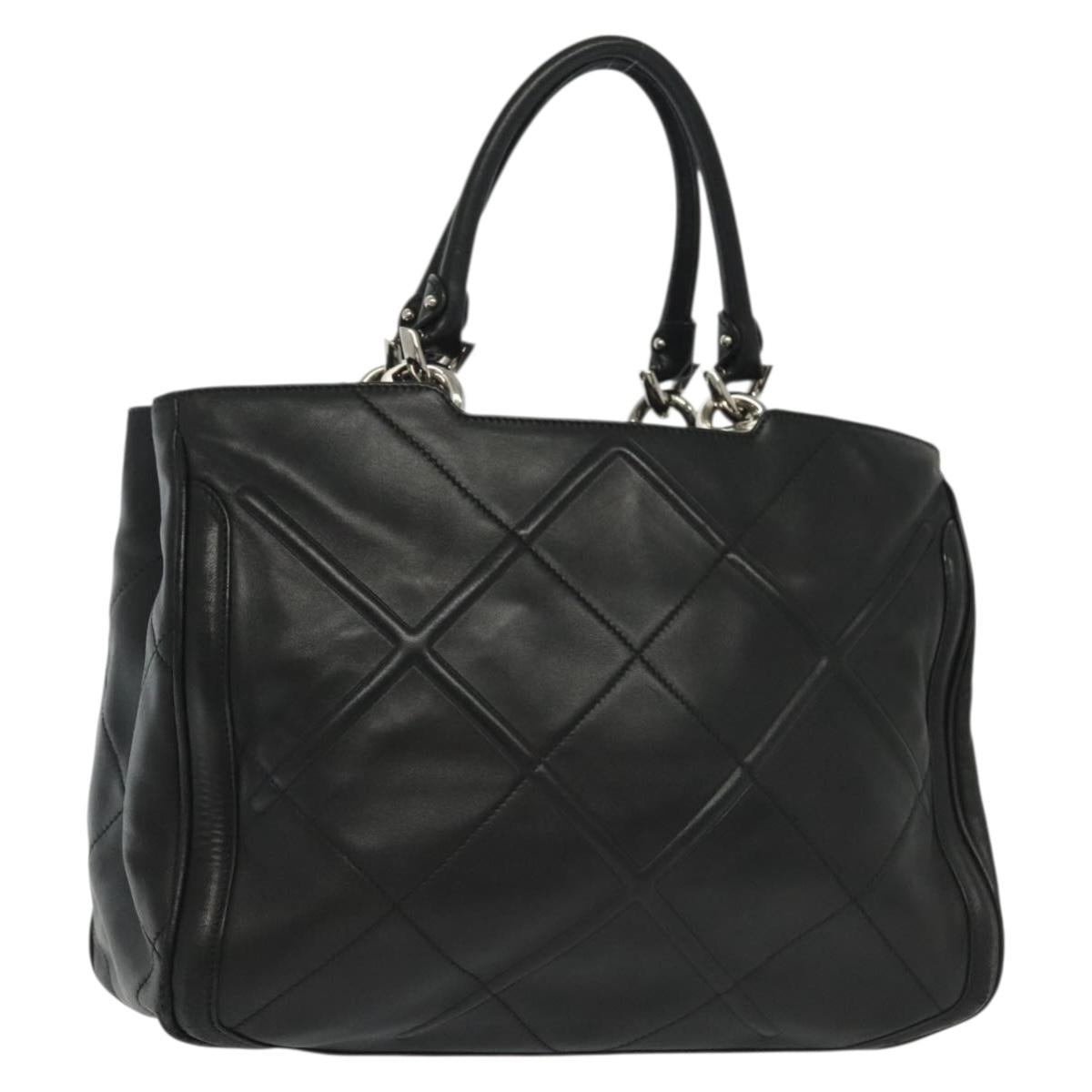 Salvatore Ferragamo Vala Hand Bag Leather Black Silver Auth 142250