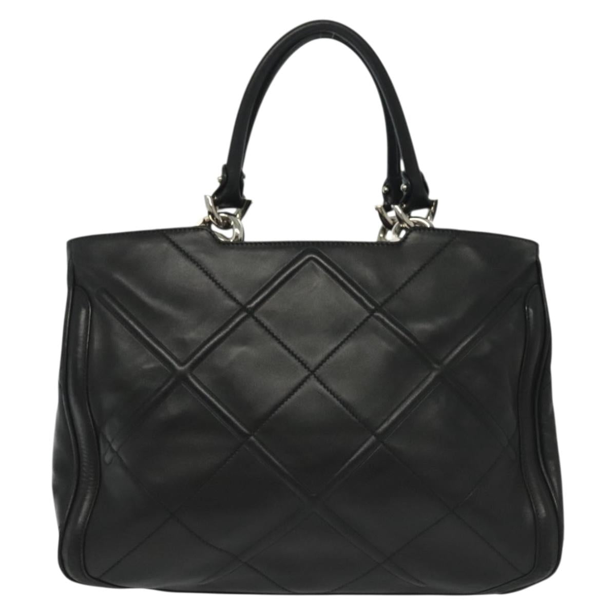 Salvatore Ferragamo Vala Hand Bag Leather Black Silver Auth 142250