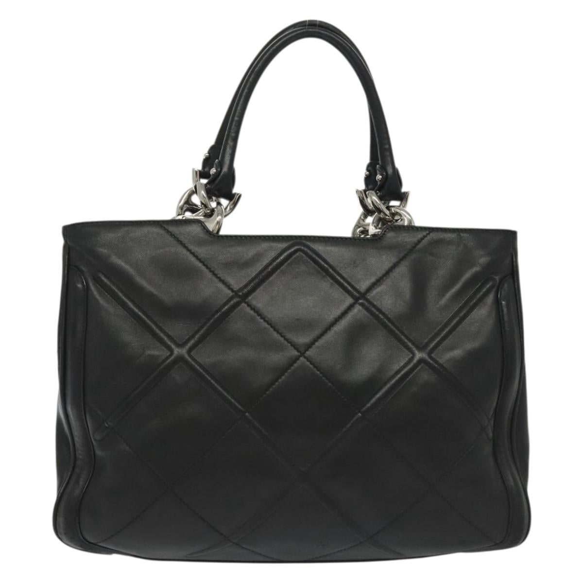 Salvatore Ferragamo Vala Hand Bag Leather Black Silver Auth 142250