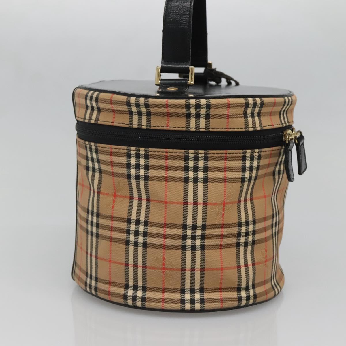 Burberrys Nova Check Vanity bag Hand Bag Canvas Beige Gold Auth 142251