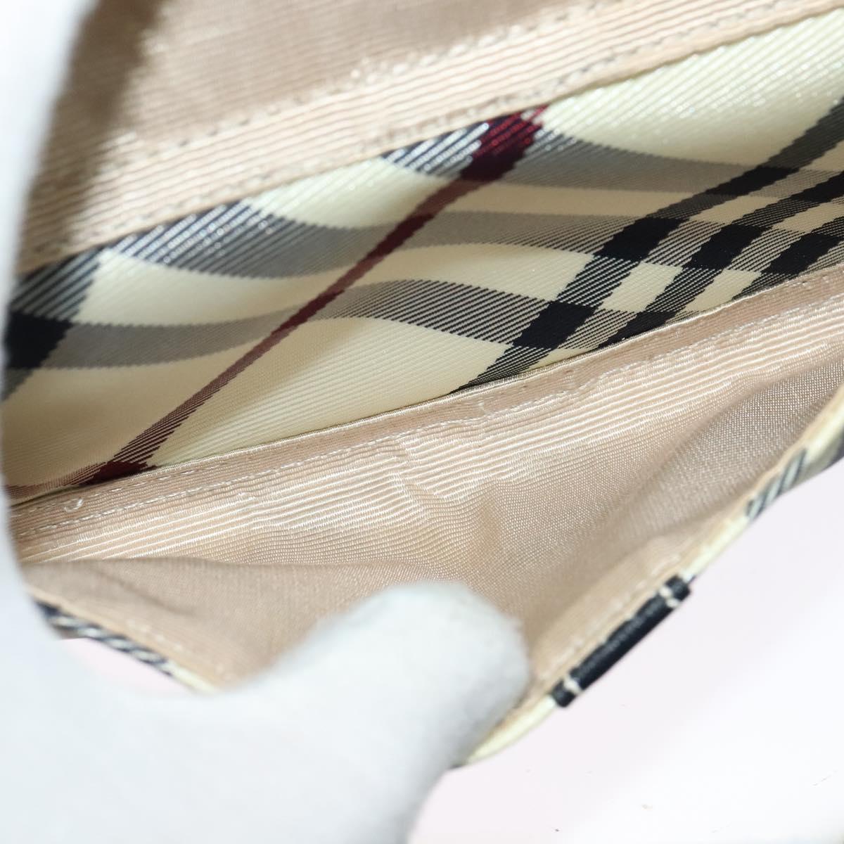 BURBERRY Nova Check Blue Label Shoulder Bag Canvas Beige Silver Auth 142252