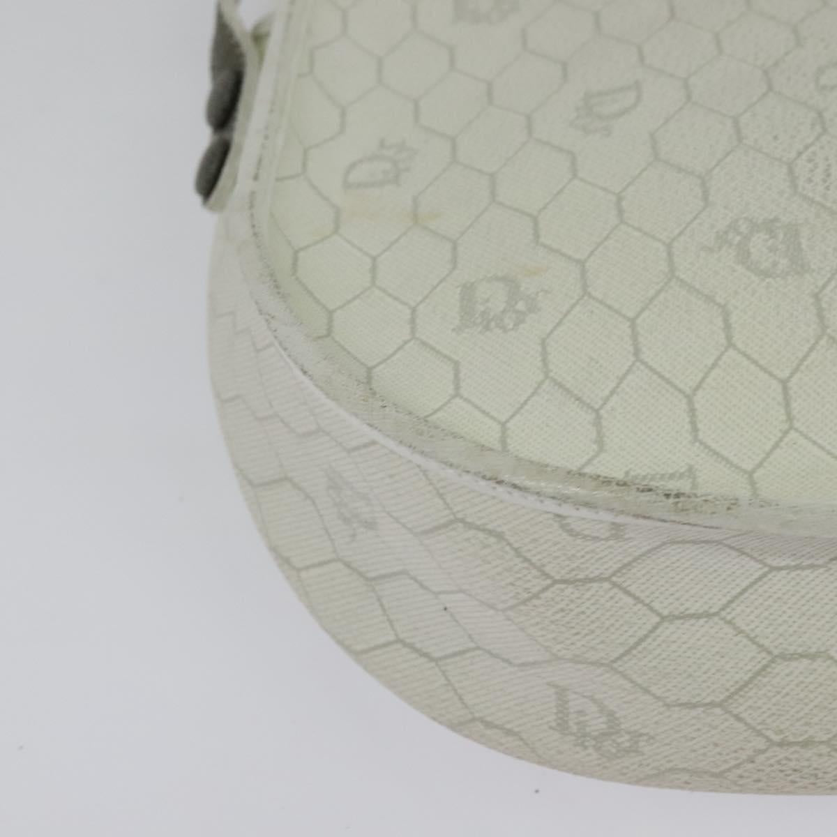 Christian Dior Honeycomb Canvas Shoulder Bag PVC White Gold Auth 142253