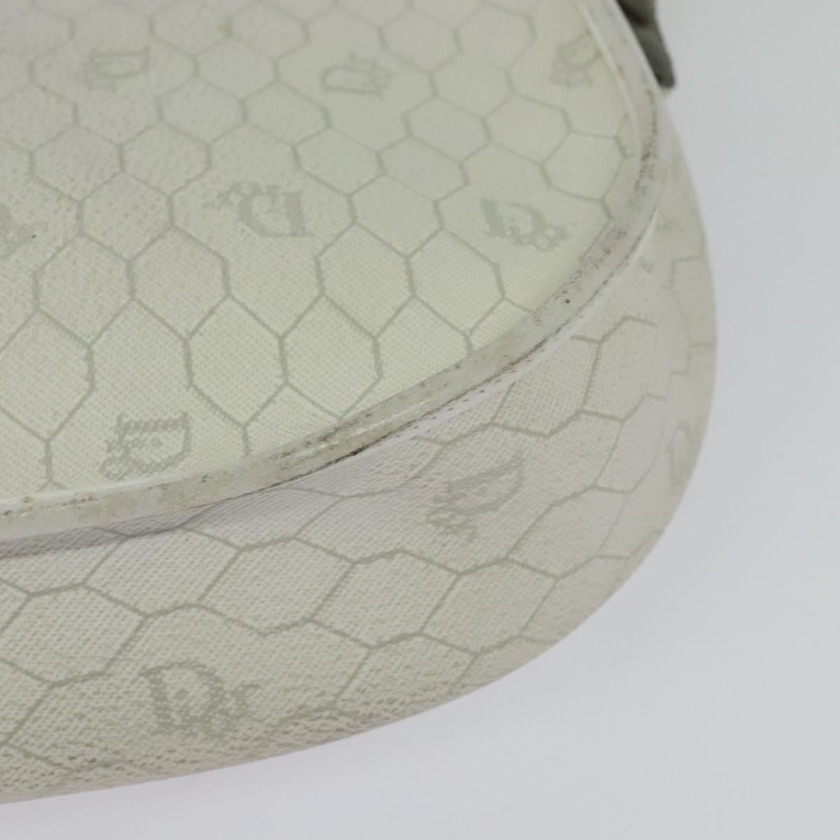 Christian Dior Honeycomb Canvas Shoulder Bag PVC White Gold Auth 142253