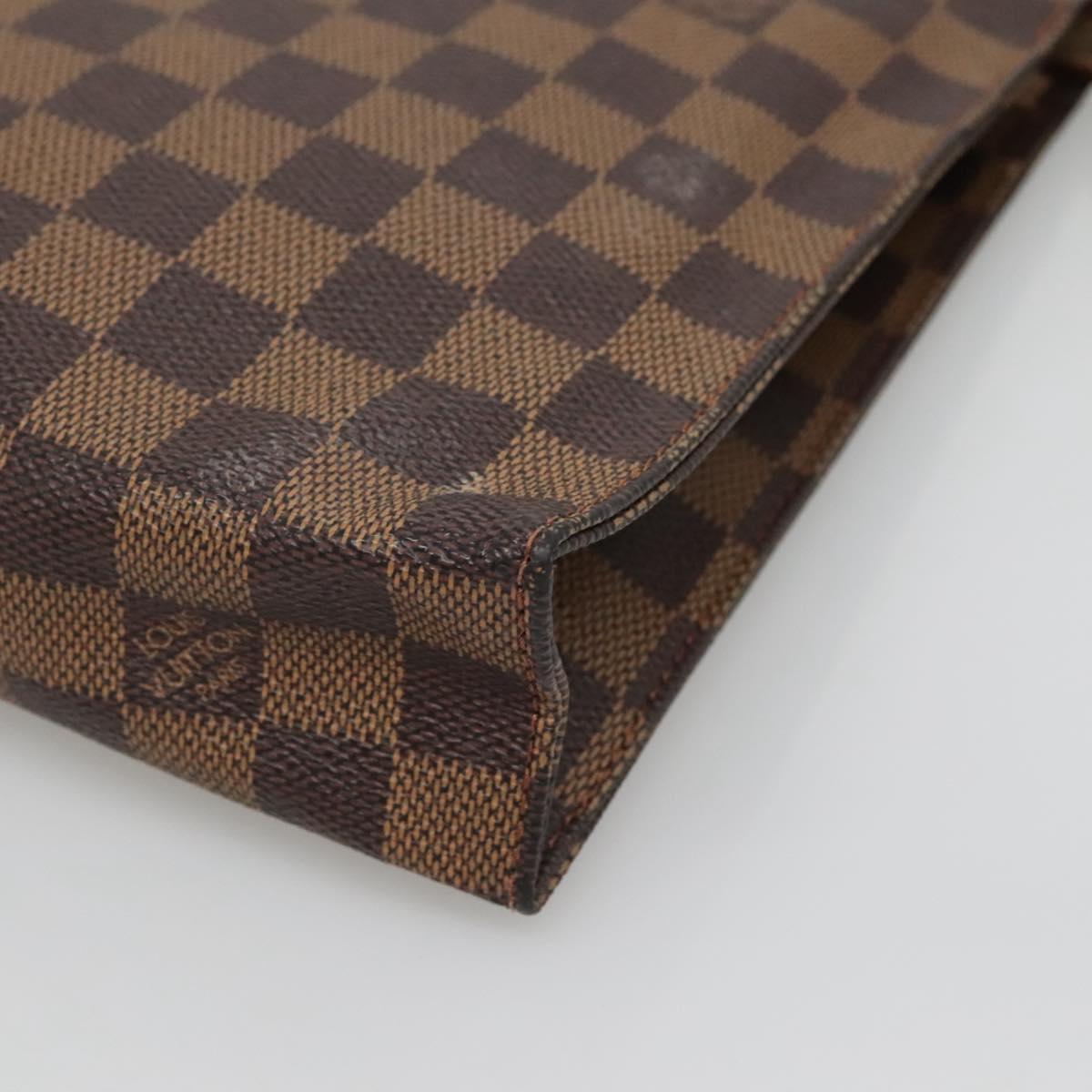 LOUIS VUITTON Damier Ebene Poche Toilette 26 Pouch N47543 LV Auth 142258
