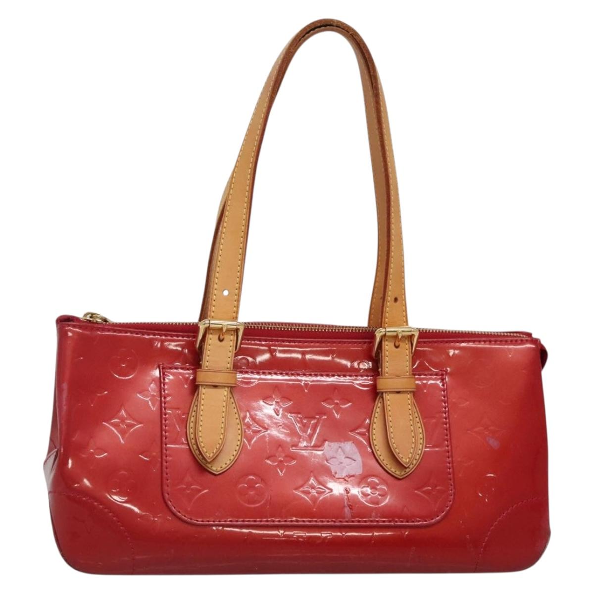 LOUIS VUITTON Vernis Rosewood Avenue Hand Bag Pomme D'amour M93507 Auth 142264