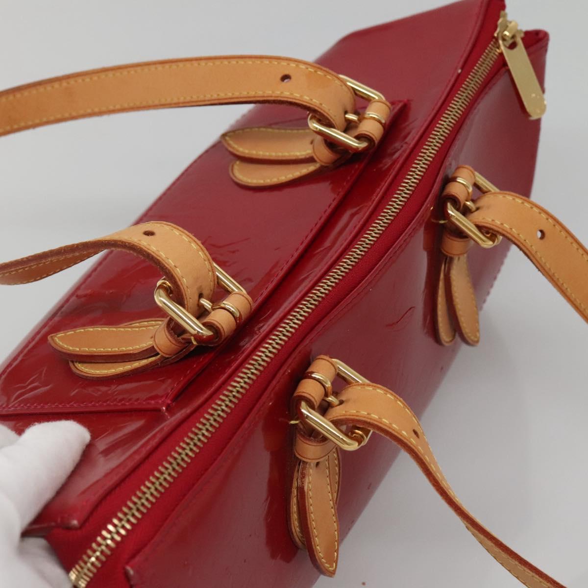 LOUIS VUITTON Vernis Rosewood Avenue Hand Bag Pomme D'amour M93507 Auth 142264