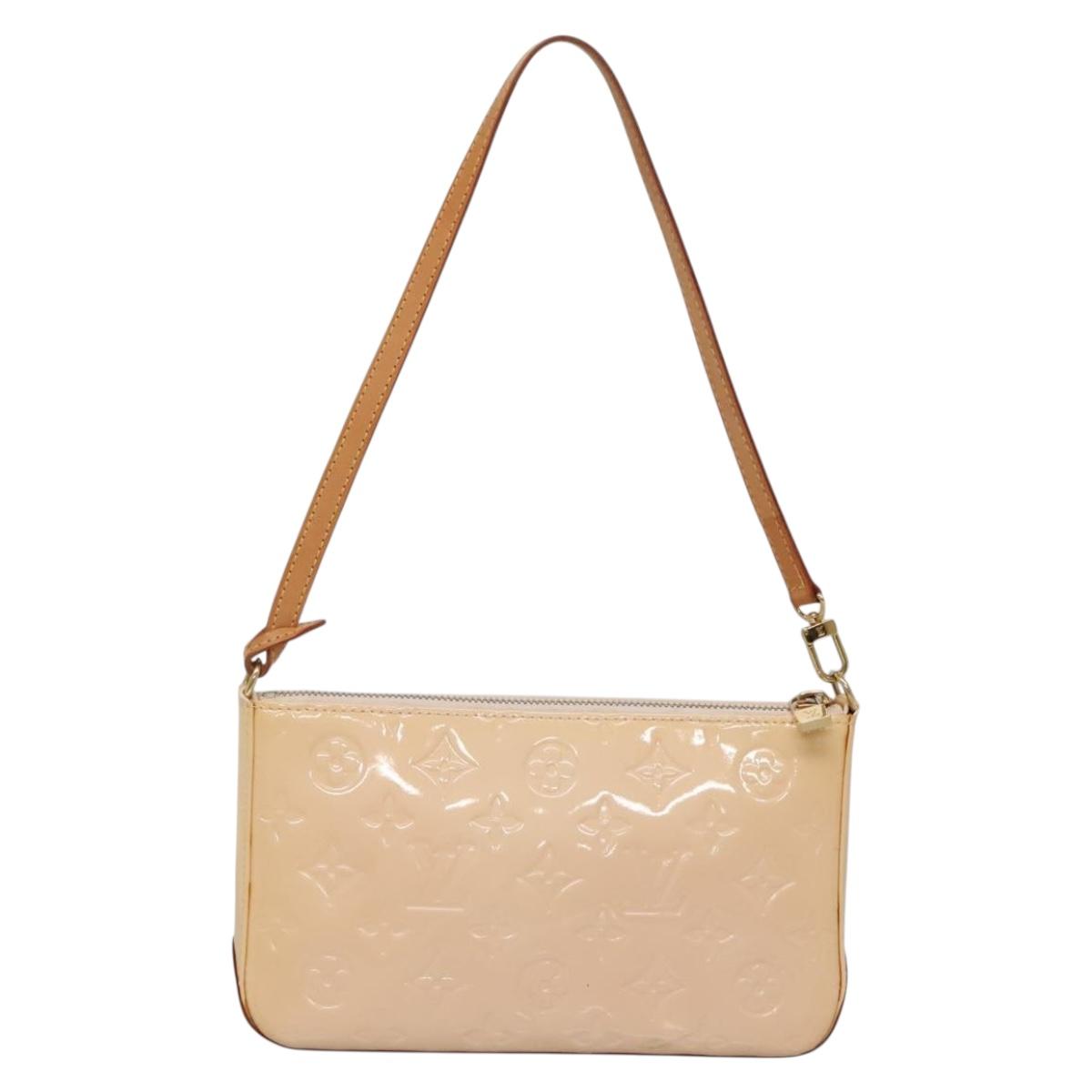 LOUIS VUITTON Vernis Mallory Square Accessory Pouch Pink M91292 LV Auth 142265