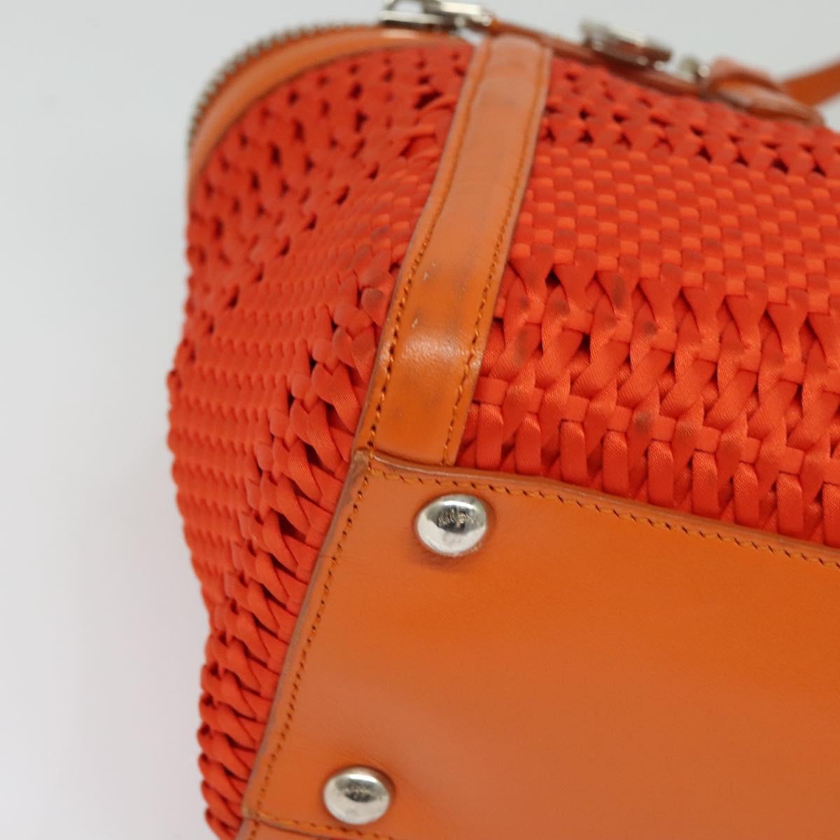 Salvatore Ferragamo Gancini Hand Bag Canvas 2way Orange Silver Auth 142268
