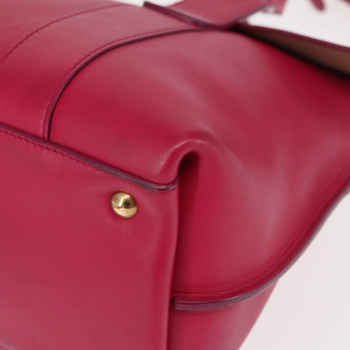 Salvatore Ferragamo Gancini Hand Bag Leather Pink Gold Auth 142269