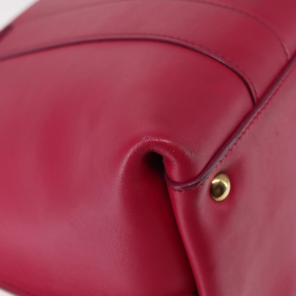 Salvatore Ferragamo Gancini Hand Bag Leather Pink Gold Auth 142269