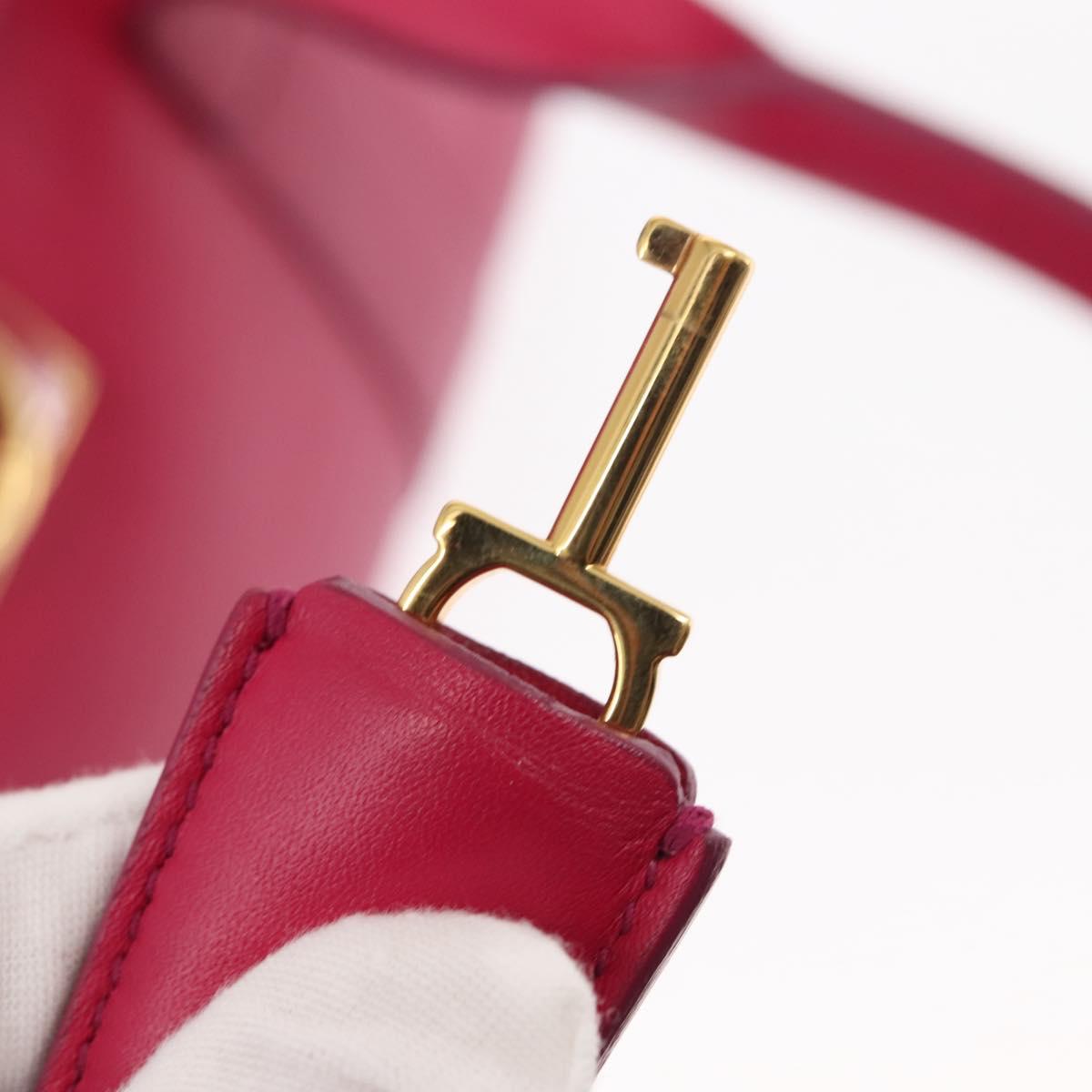 Salvatore Ferragamo Gancini Hand Bag Leather Pink Gold Auth 142269