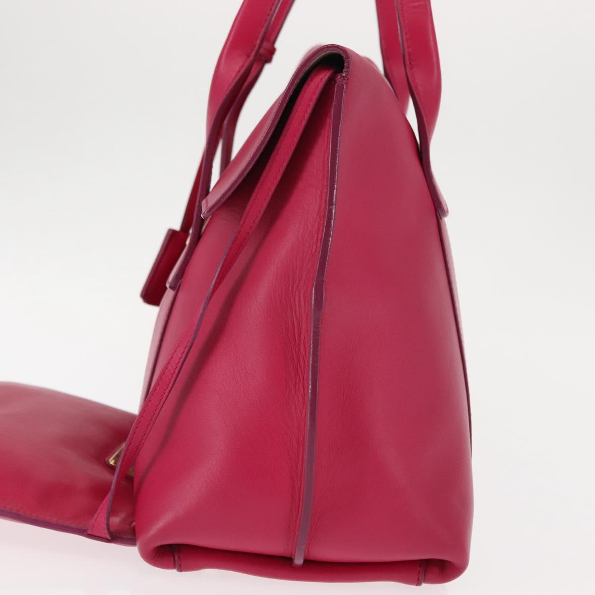 Salvatore Ferragamo Gancini Hand Bag Leather Pink Gold Auth 142269