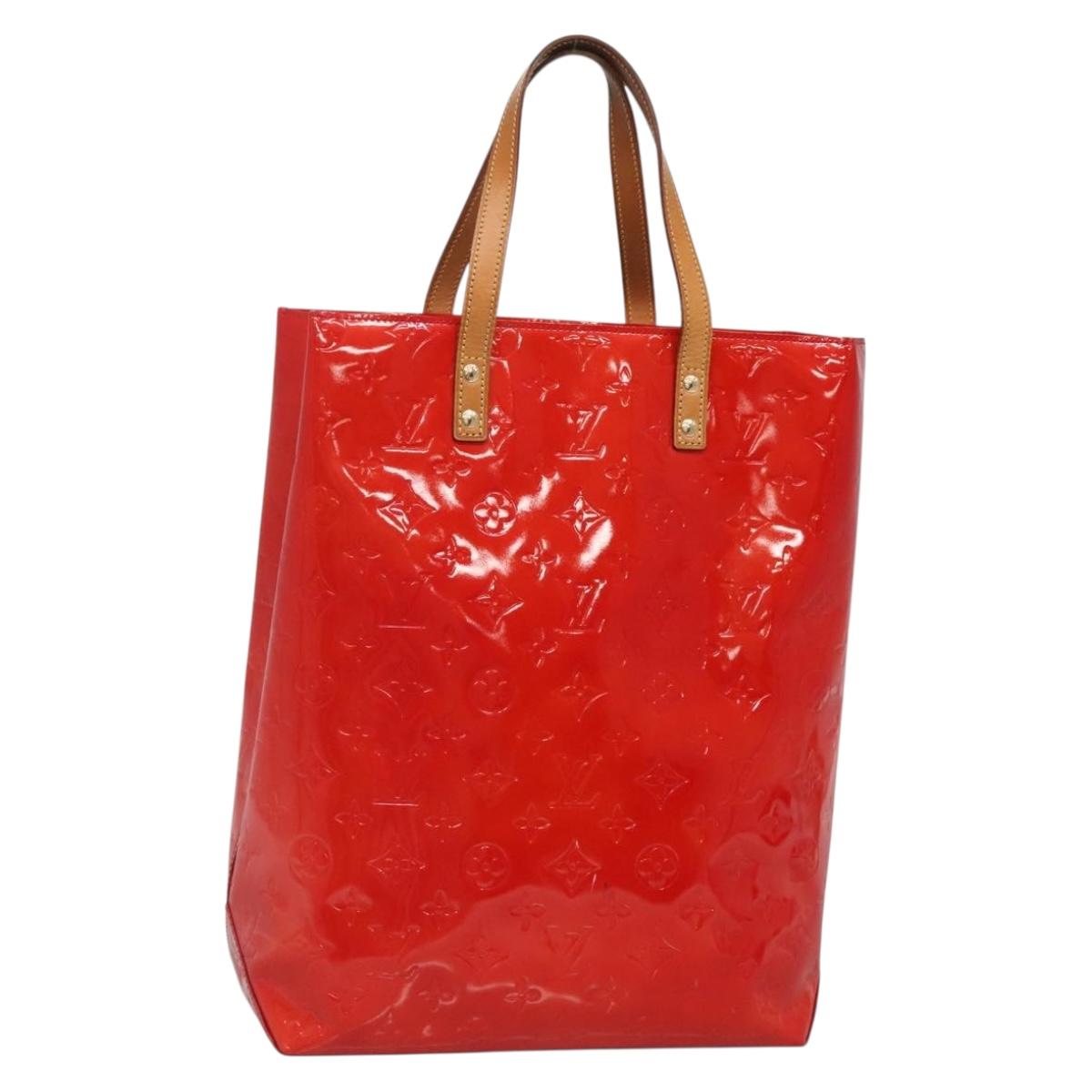 LOUIS VUITTON Monogram Vernis Reade MM Hand Bag Red Rouge M91086 LV Auth 142275