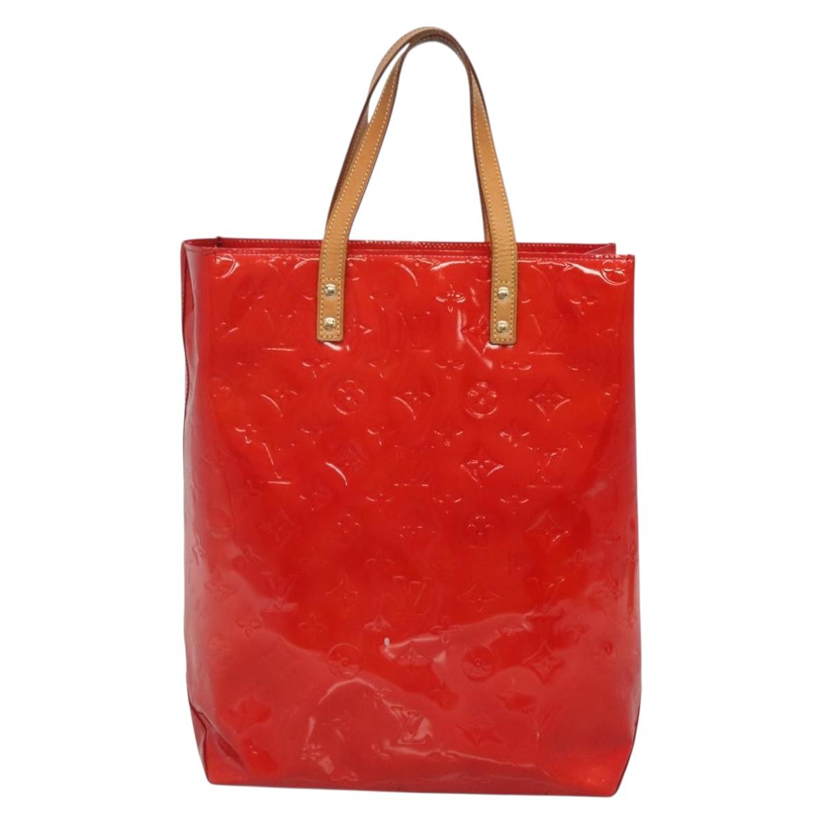 LOUIS VUITTON Monogram Vernis Reade MM Hand Bag Red Rouge M91086 LV Auth 142275