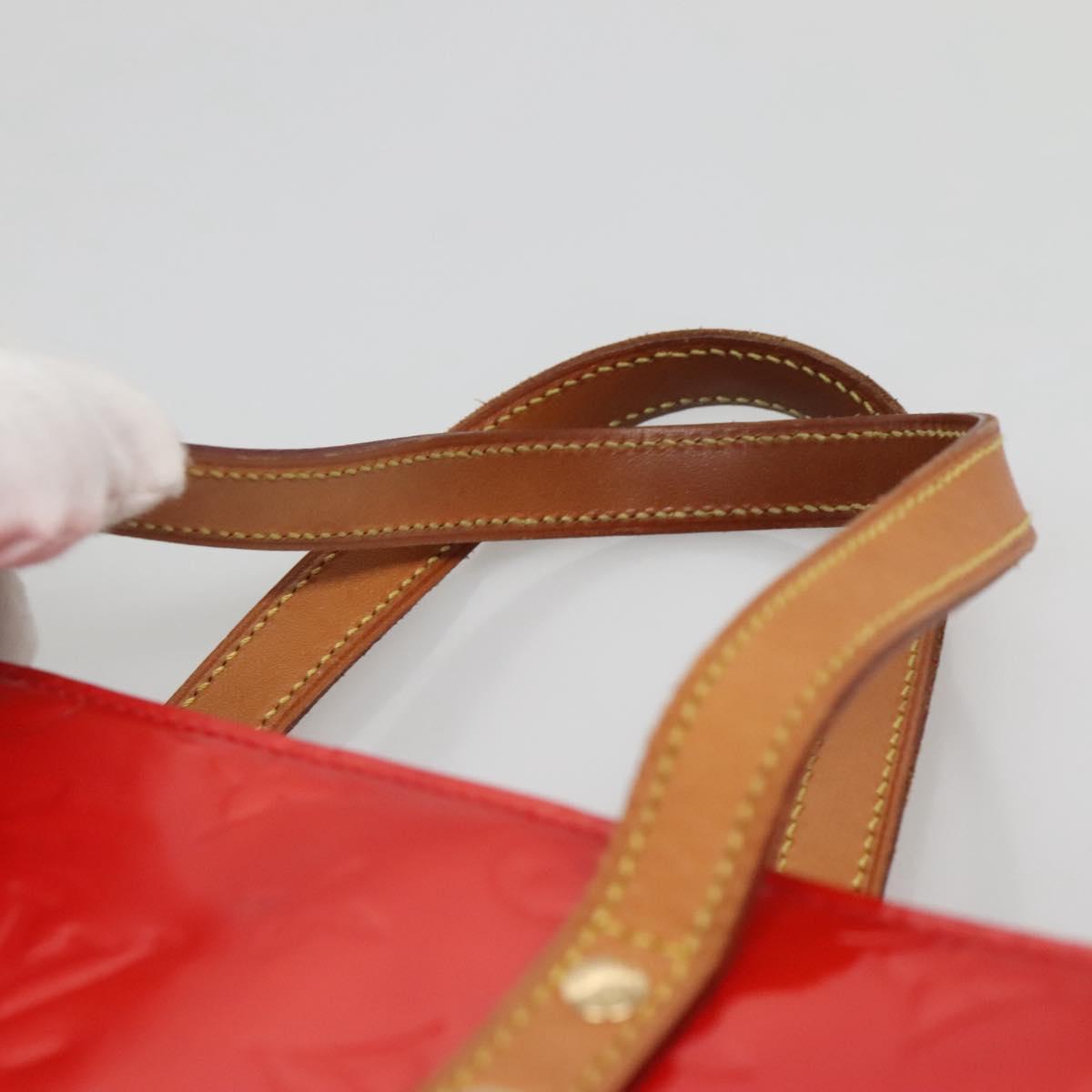 LOUIS VUITTON Monogram Vernis Reade MM Hand Bag Red Rouge M91086 LV Auth 142275
