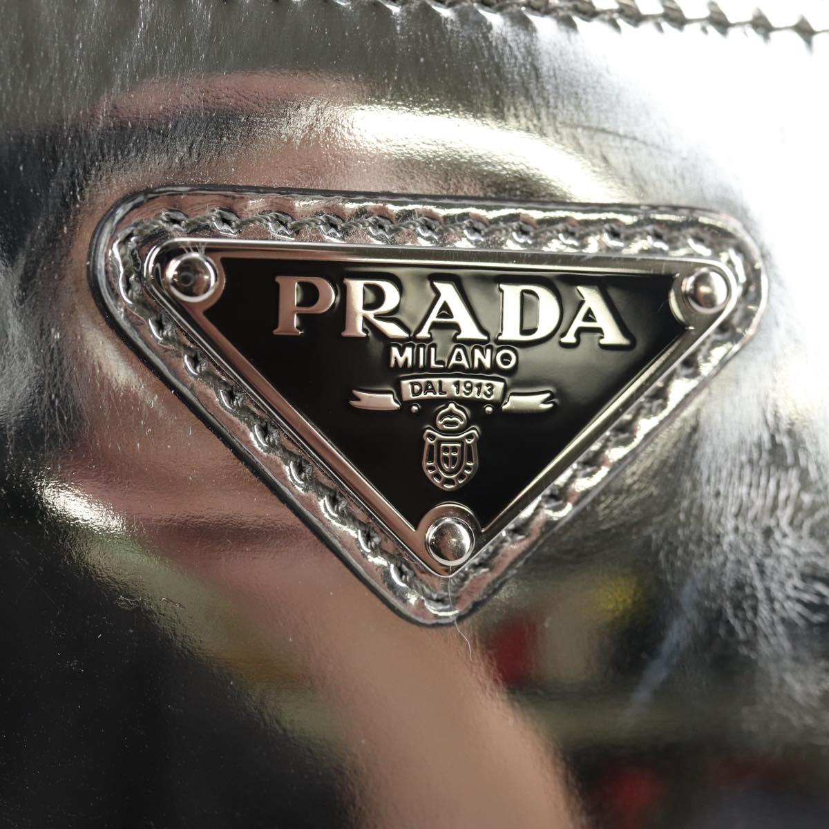 PRADA Shoulder Bag Leather Silver 2VH070 Auth 142285M