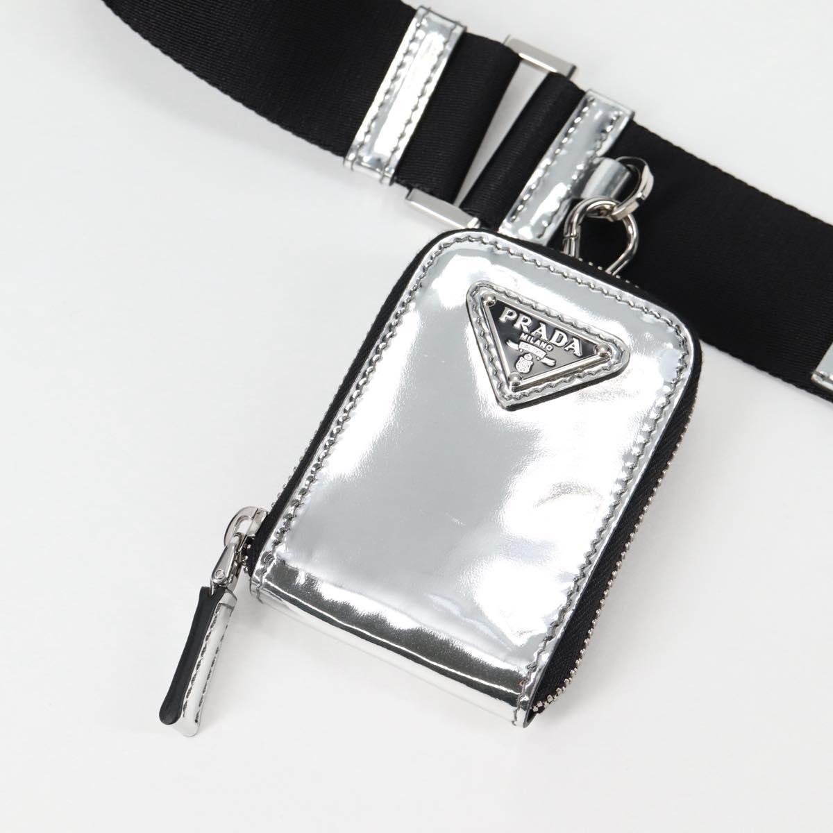 PRADA Shoulder Bag Leather Silver 2VH070 Auth 142285M